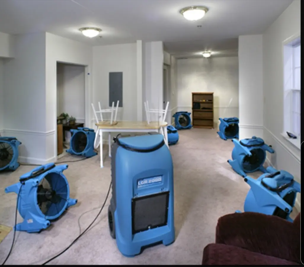 Air movers and dehumidifier setup for Water Extraction & Removal in Temecula